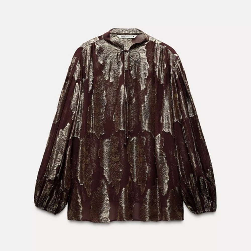 Zara ZW Collection voluminous Elegant Metallic Blouse size XL